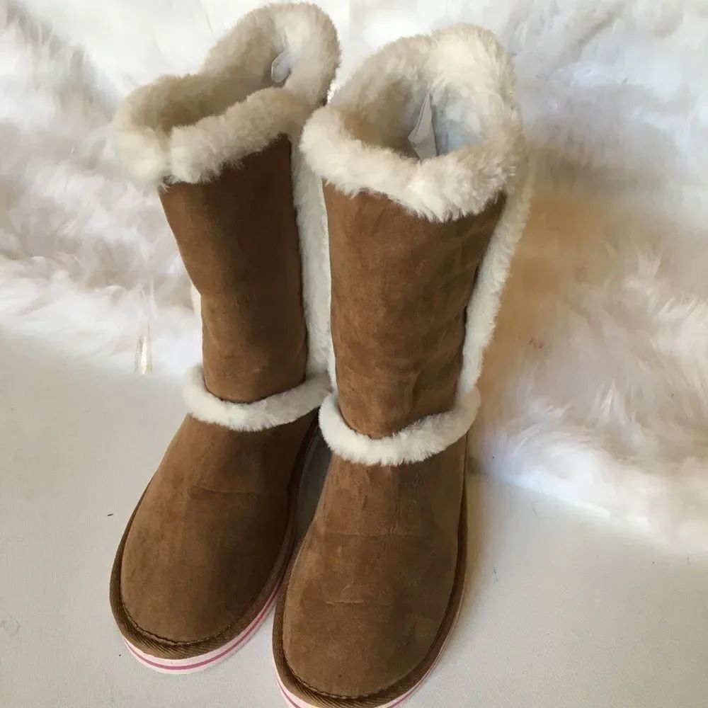 COPY - Old Navy girl tall boots faux suede tan ize 5
